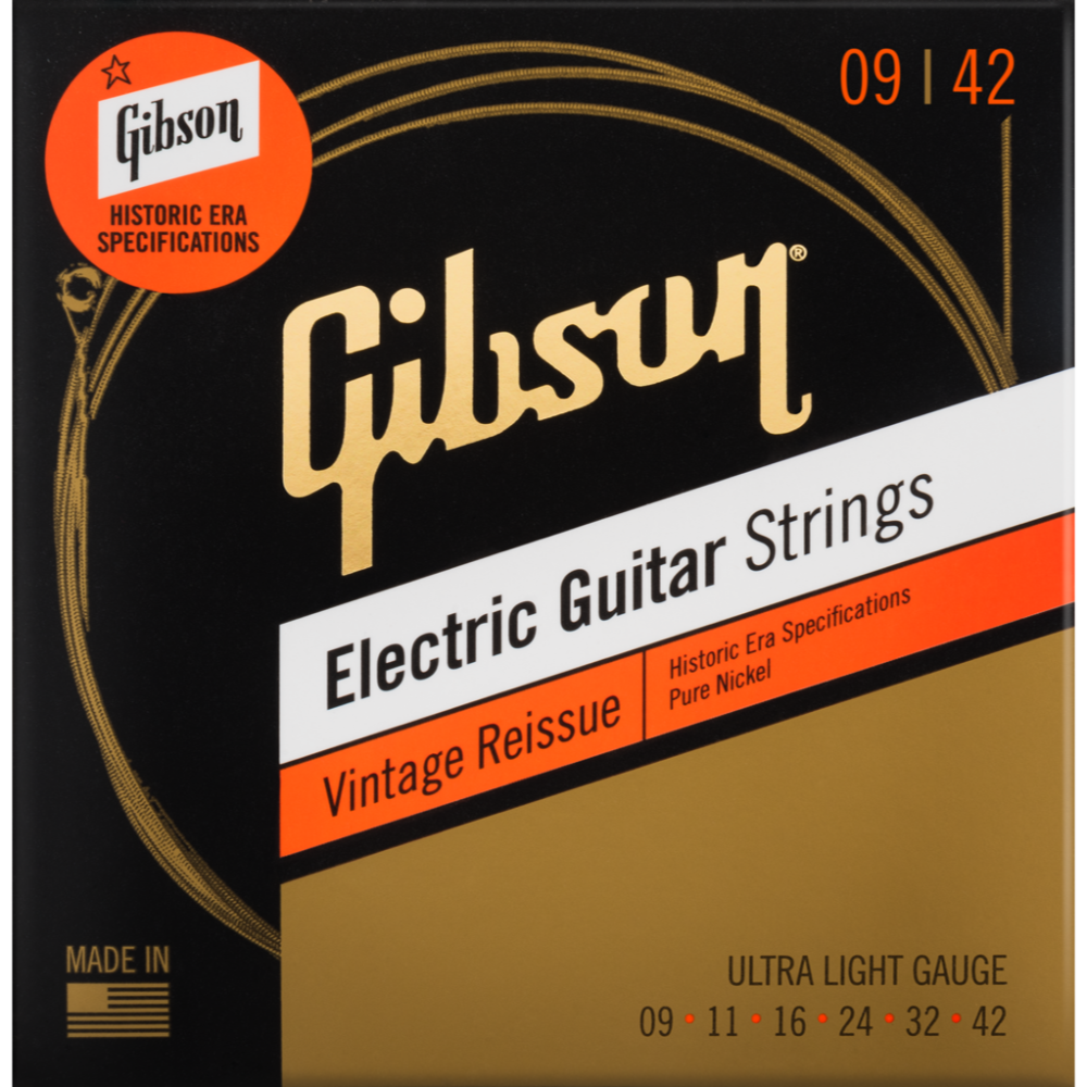 Gibson Vintage Reissue Electric Guitar Strings, Ultra Light Gauge