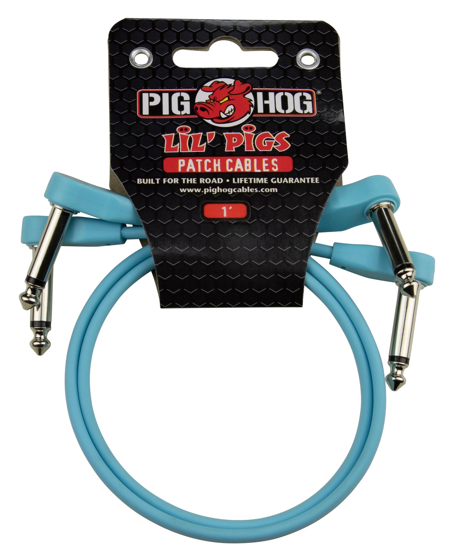 PIG HOG LIL PIGS 1FT LOW PROFILE PATCH CABLES - 2 PACK, DAPHNE BLUE