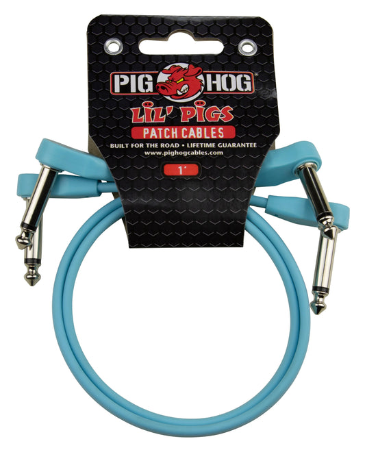 PIG HOG LIL PIGS 1FT LOW PROFILE PATCH CABLES - 2 PACK, DAPHNE BLUE