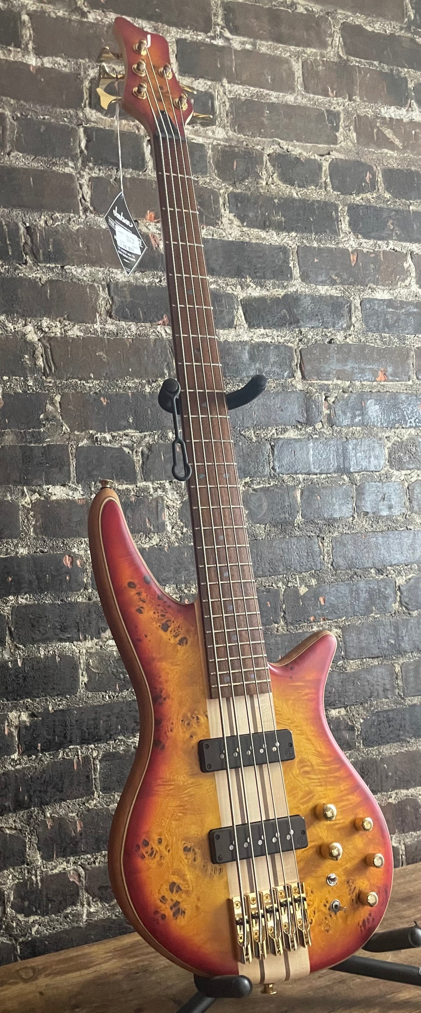 Jackson Pro Series Spectra Bass SB V Poplar Burl - Transparent Cherry Burst