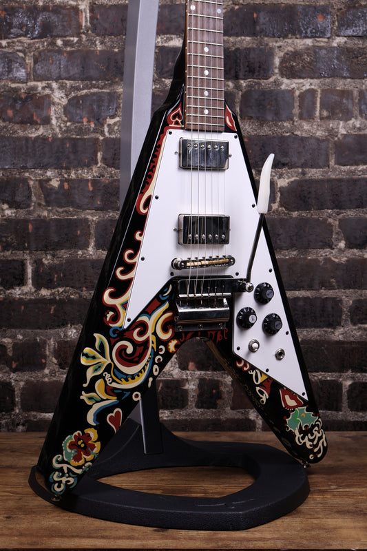 Epiphone Jimi Hendrix "Love Drops" Flying V Electric Guitar Ebony w/Artwork