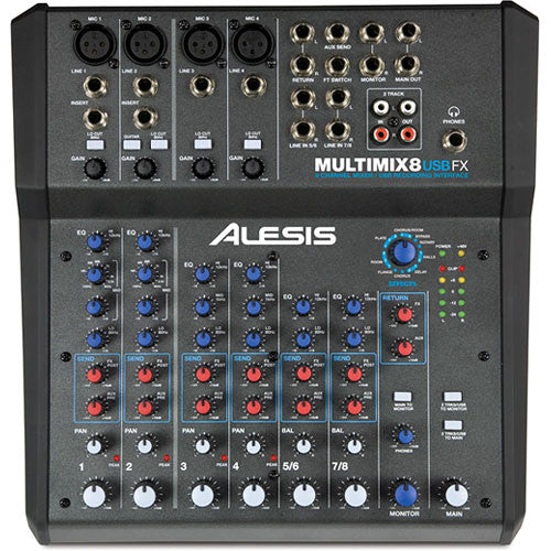 Alesis MultiMix 8 USB FX 8-Channel Mixer with Built-In Effects and USB Interface (NEW)