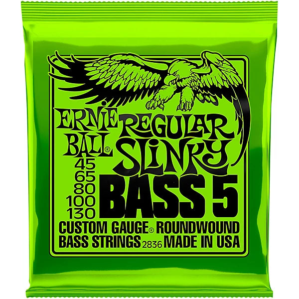 Ernie Ball 2836 Regular Slinky Nickel Wound Electric Bass Guitar Strings - .045-.130 5-string