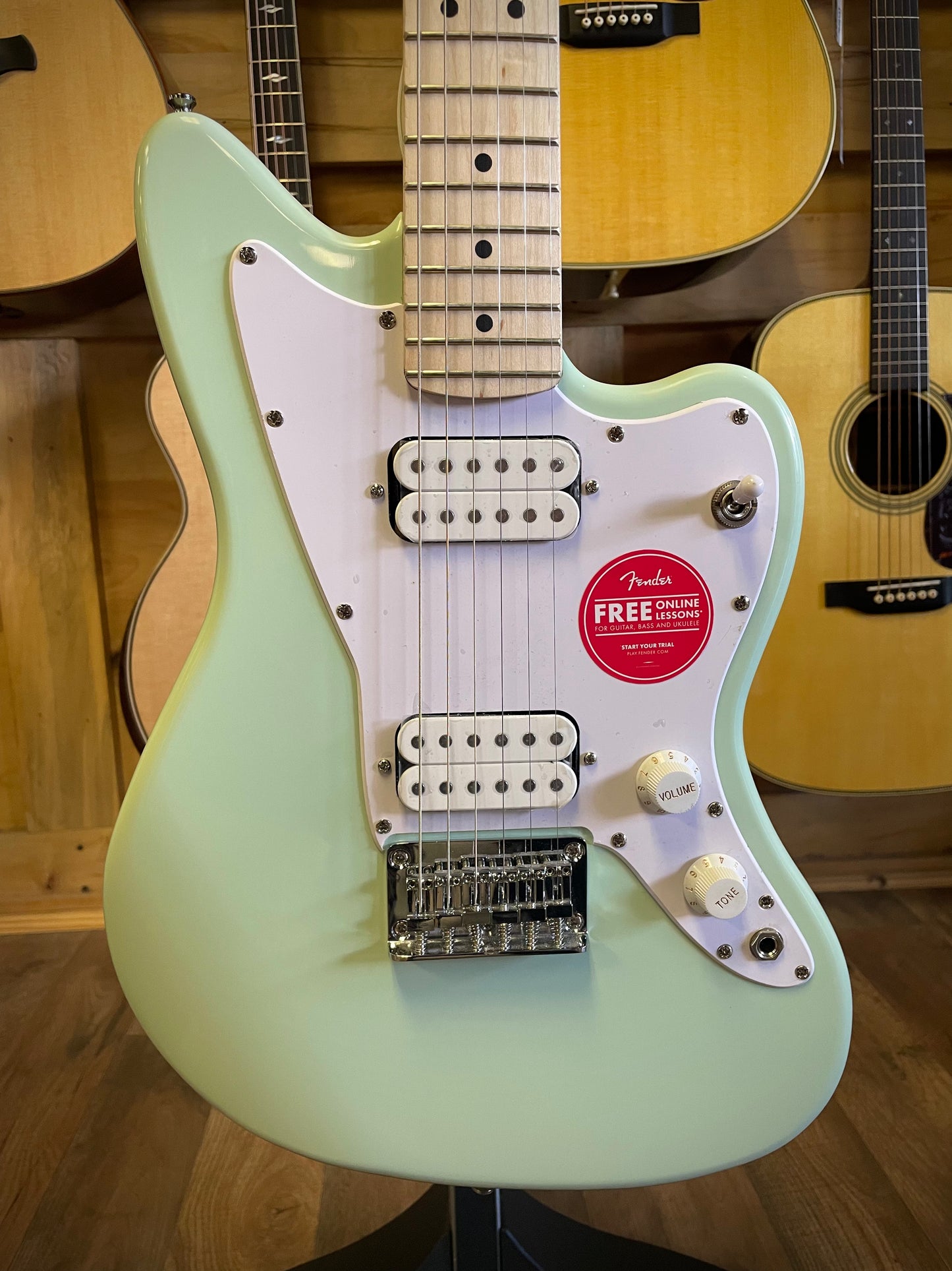 Squier Mini Jazzmaster HH Electric Guitar- Surf Green with Maple Fingerboard
