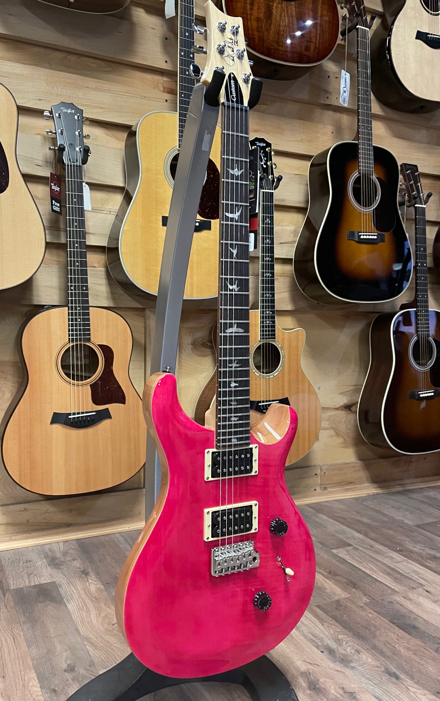 PRS SE Custom 24 Electric Guitar - Bonnie Pink with Natural Back (NEW)