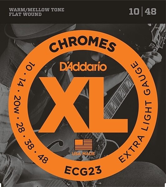 D'Addario ECG23 XL Chromes Flatwound Electric Guitar Strings - .010-.048 Extra Light