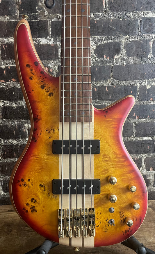 Jackson Pro Series Spectra Bass SB V Poplar Burl - Transparent Cherry Burst