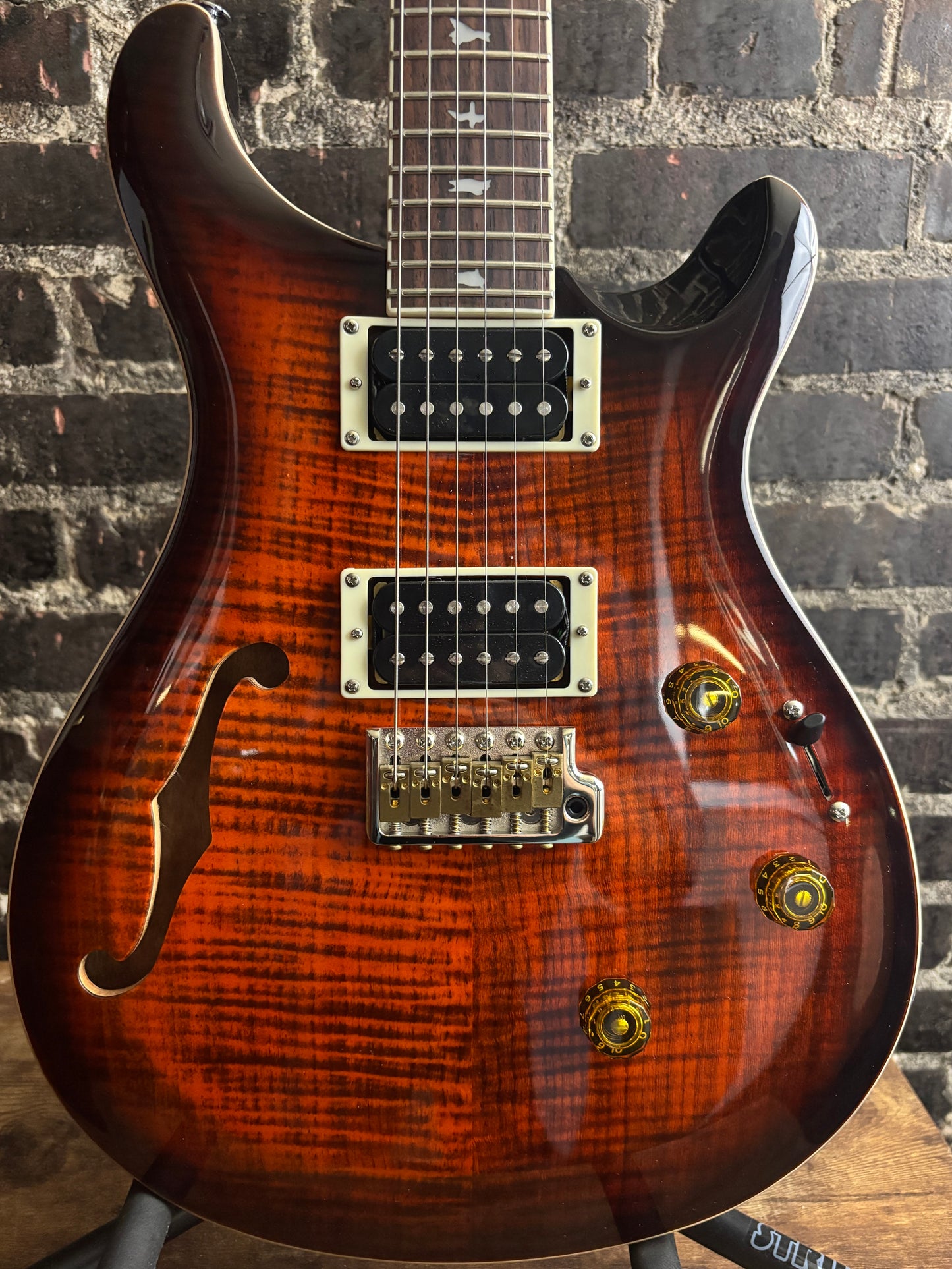 PRS SE Custom 24 Semi-Hollow Piezo - Orange Tiger Smokeburst