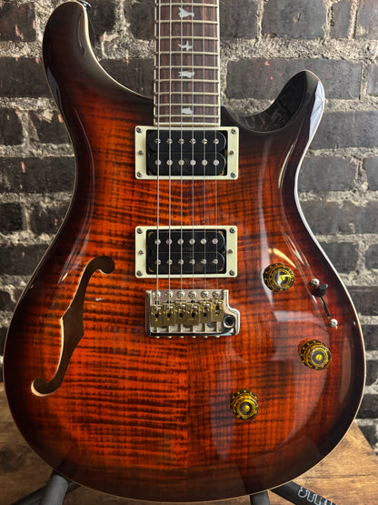 PRS SE Custom 24 Semi-Hollow Piezo - Orange Tiger Smokeburst