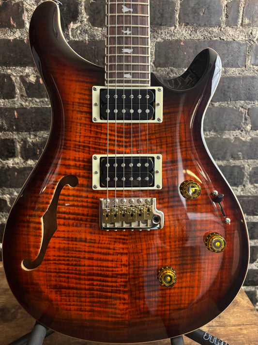 PRS SE Custom 24 Semi-Hollow Piezo - Orange Tiger Smokeburst