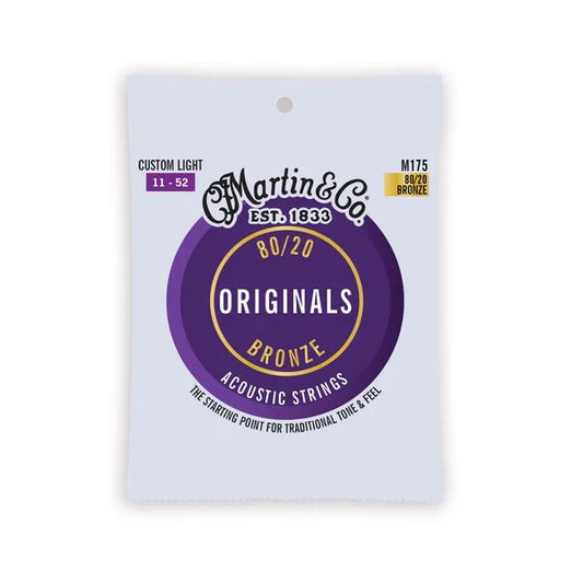 Martin M175 Original 80/20 Bronze Acoustic Guitar Strings - .011-.052 Custom Light