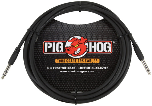 PIG HOG 15FT 1/4" TRS - 1/4" TRS CABLE