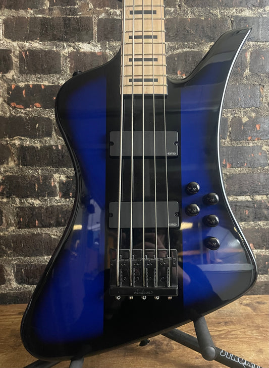 Jackson David Ellefson Kelly Bird V Signature Bass Guitar - Blue Stripe