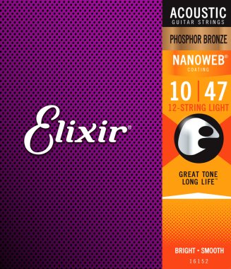 Elixir 16152 Nanoweb Coated Phos Bronze Acoustic 12 string Light 10-47