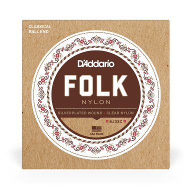 D'Addario EJ32C Folk Nylon Ball End Classical Guitar Strings