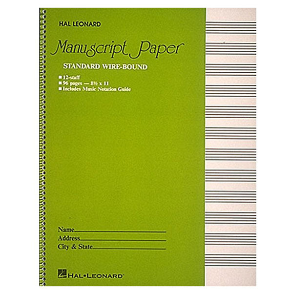 Hal Leonard Standard Wirebound Manuscript Paper (NEW)