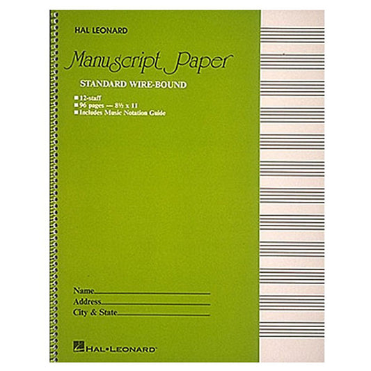 Hal Leonard Standard Wirebound Manuscript Paper (NEW)