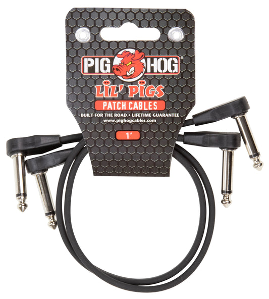 PIG HOG LIL PIGS 1FT LOW PROFILE PATCH CABLES - 2 PACK (NEW)