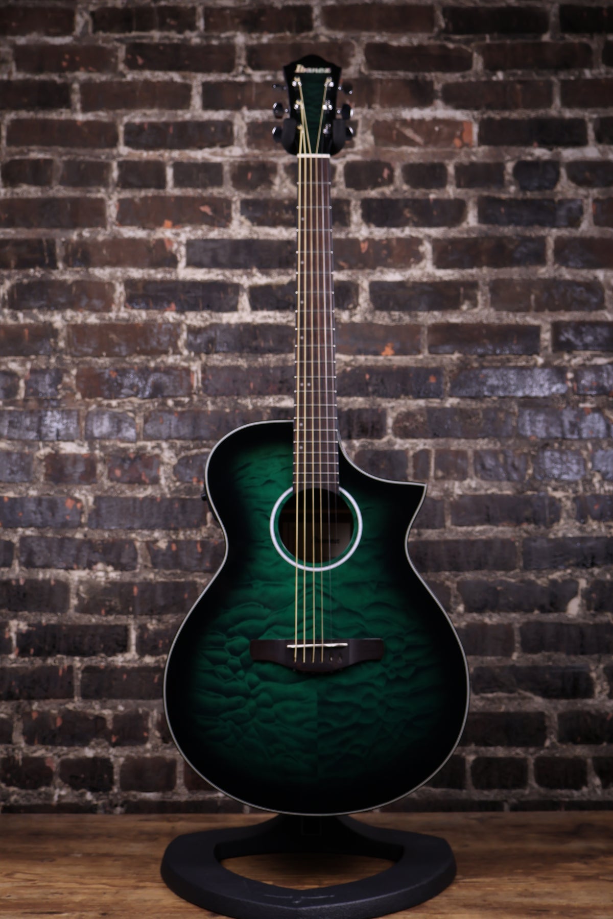 Ibanez AEWC16QA Auditorium Acoustic-Electric Guitar - Transparent Emerald Burst
