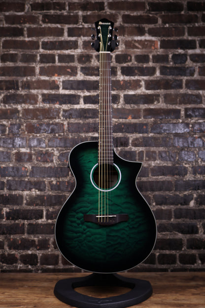 Ibanez AEWC16QA Auditorium Acoustic-Electric Guitar - Transparent Emerald Burst