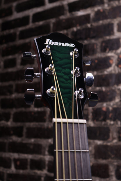 Ibanez AEWC16QA Auditorium Acoustic-Electric Guitar - Transparent Emerald Burst