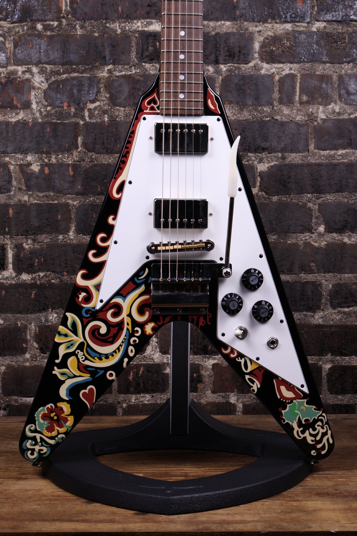 Epiphone Jimi Hendrix "Love Drops" Flying V Electric Guitar Ebony w/Artwork