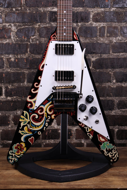 Epiphone Jimi Hendrix "Love Drops" Flying V Electric Guitar Ebony w/Artwork