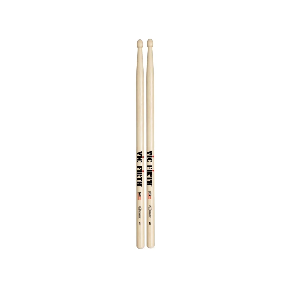 Vic Firth MS1W Corpsmaster Hickory Wood Tip Marching Drumsticks