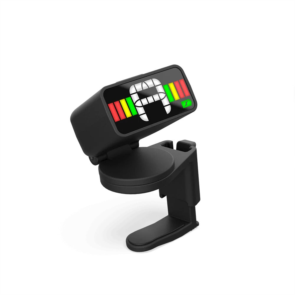 D'Addario Rechargeable Chromatic Tuner with 4 Display Modes and Ratchet Clamp - Black