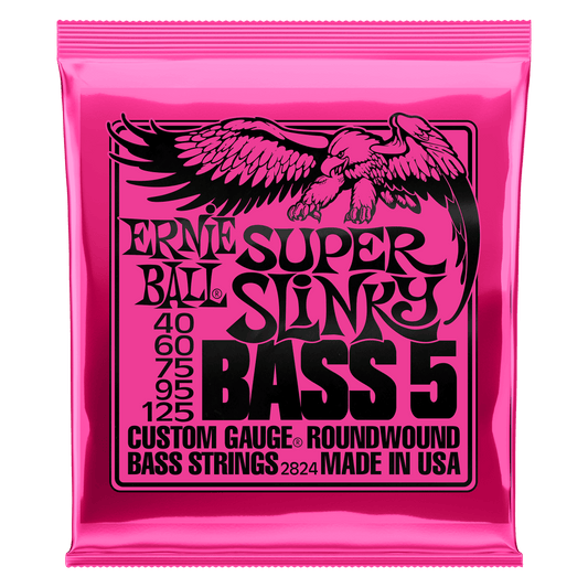 Ernie Ball 2824 Super Slinky Nickel Wound Electric Bass Guitar Strings - .040-.125 5-string (NEW)