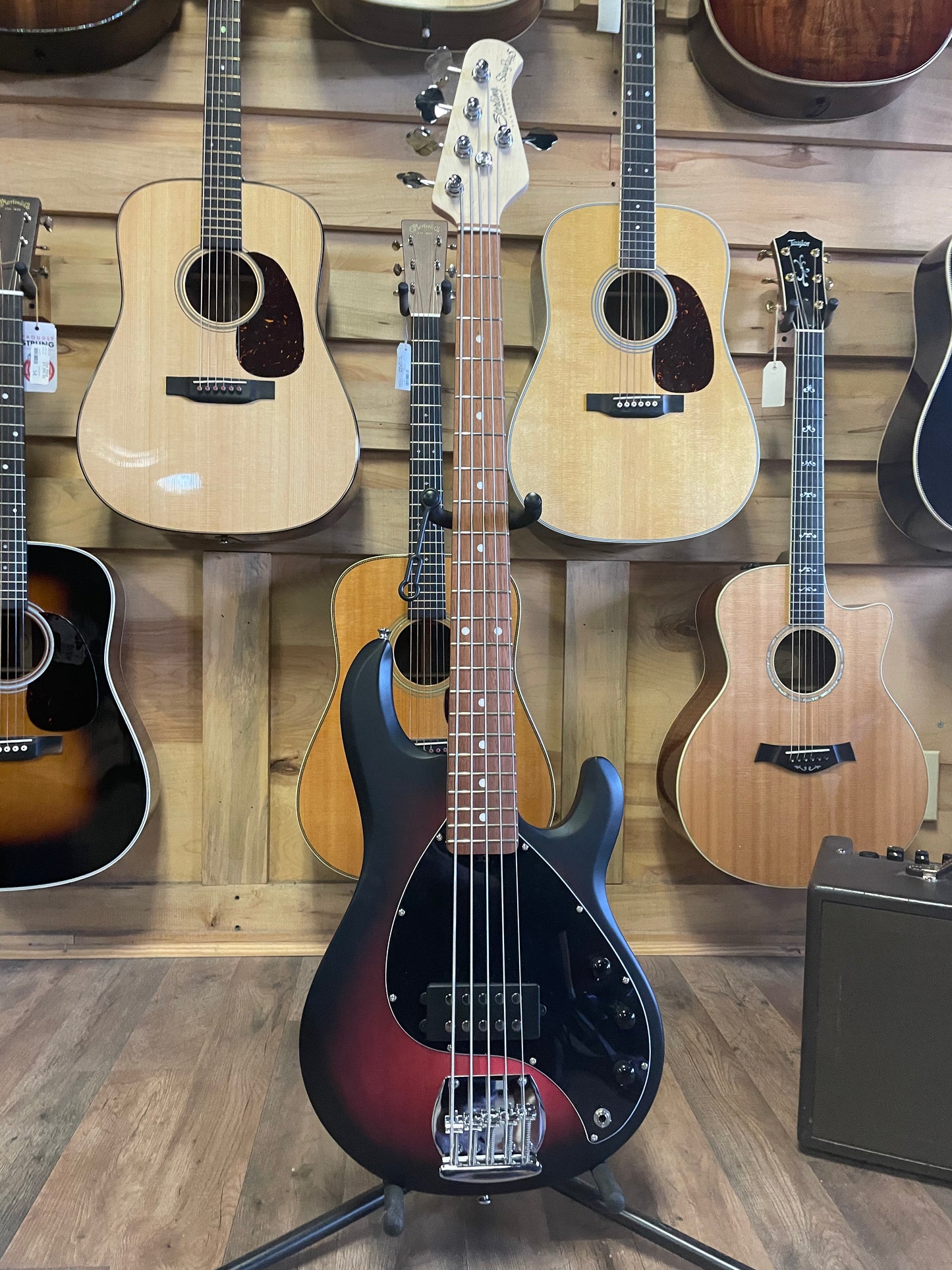 Sterling By Music Man StingRay RAY5 Bass Guitar - Ruby Red Burst Satin (NEW)