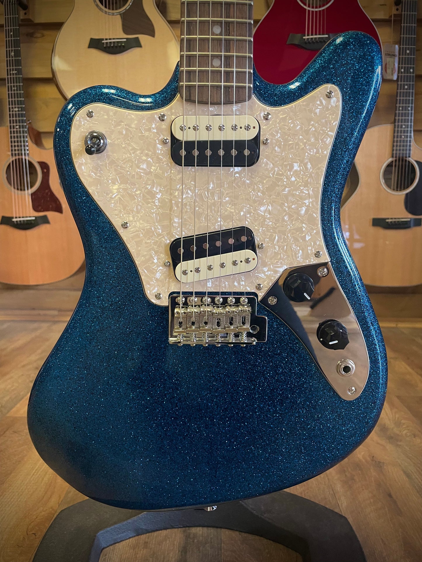 Squier Paranormal Super-Sonic Electric Guitar - Blue Sparkle with