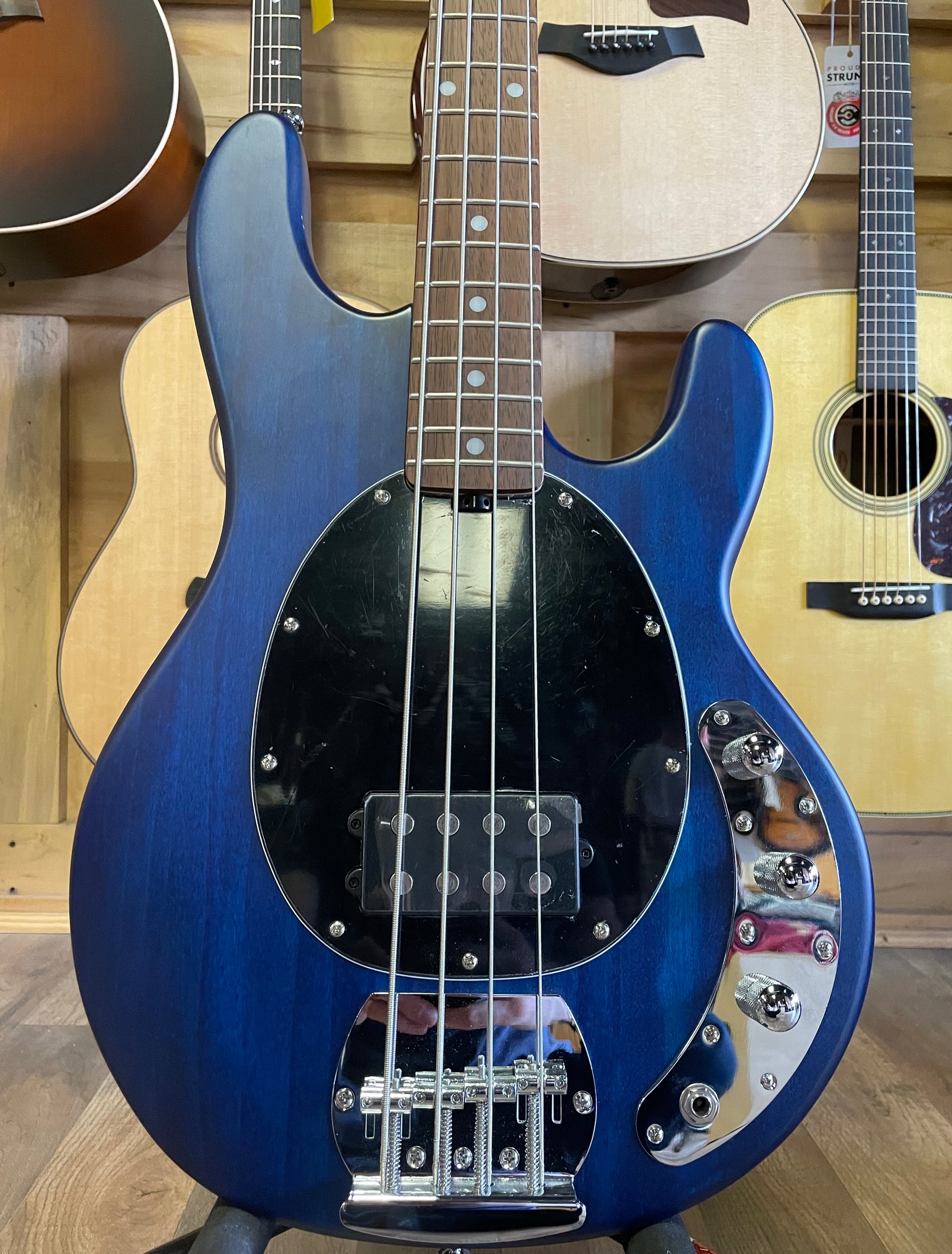 Sterling by MusicMan StingRay Ray4-Satin Trans Blue (NEW) – Allen