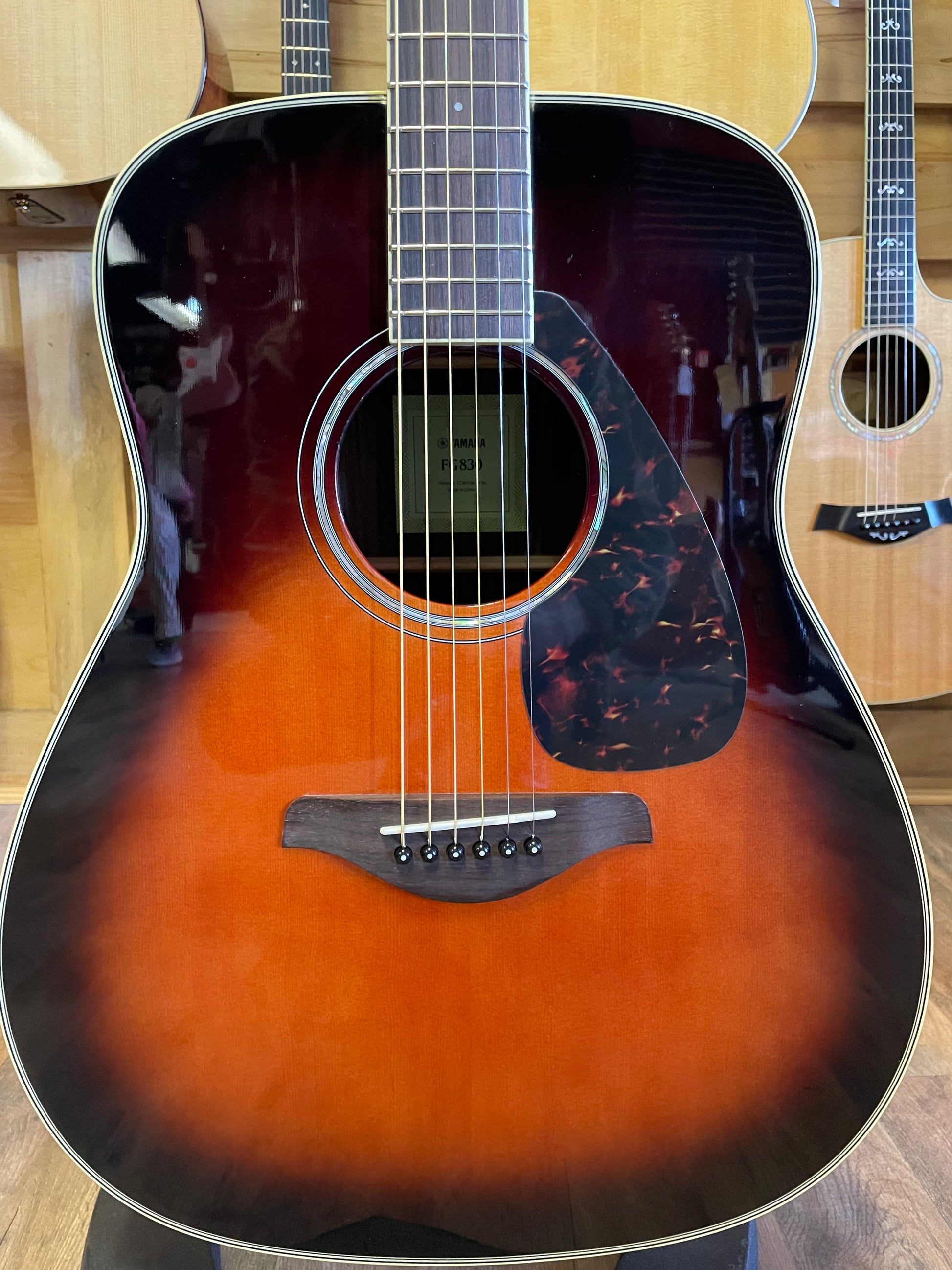 Yamaha FG830 Dreadnought Acoustic Guitar Tobacco Brown Sunburst NEW Allen Music Shop